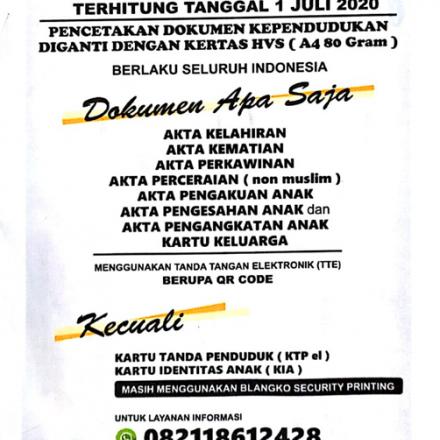 Dokumen Cetak Kependudukan Kini Hanya Gunakan Kertas HVS